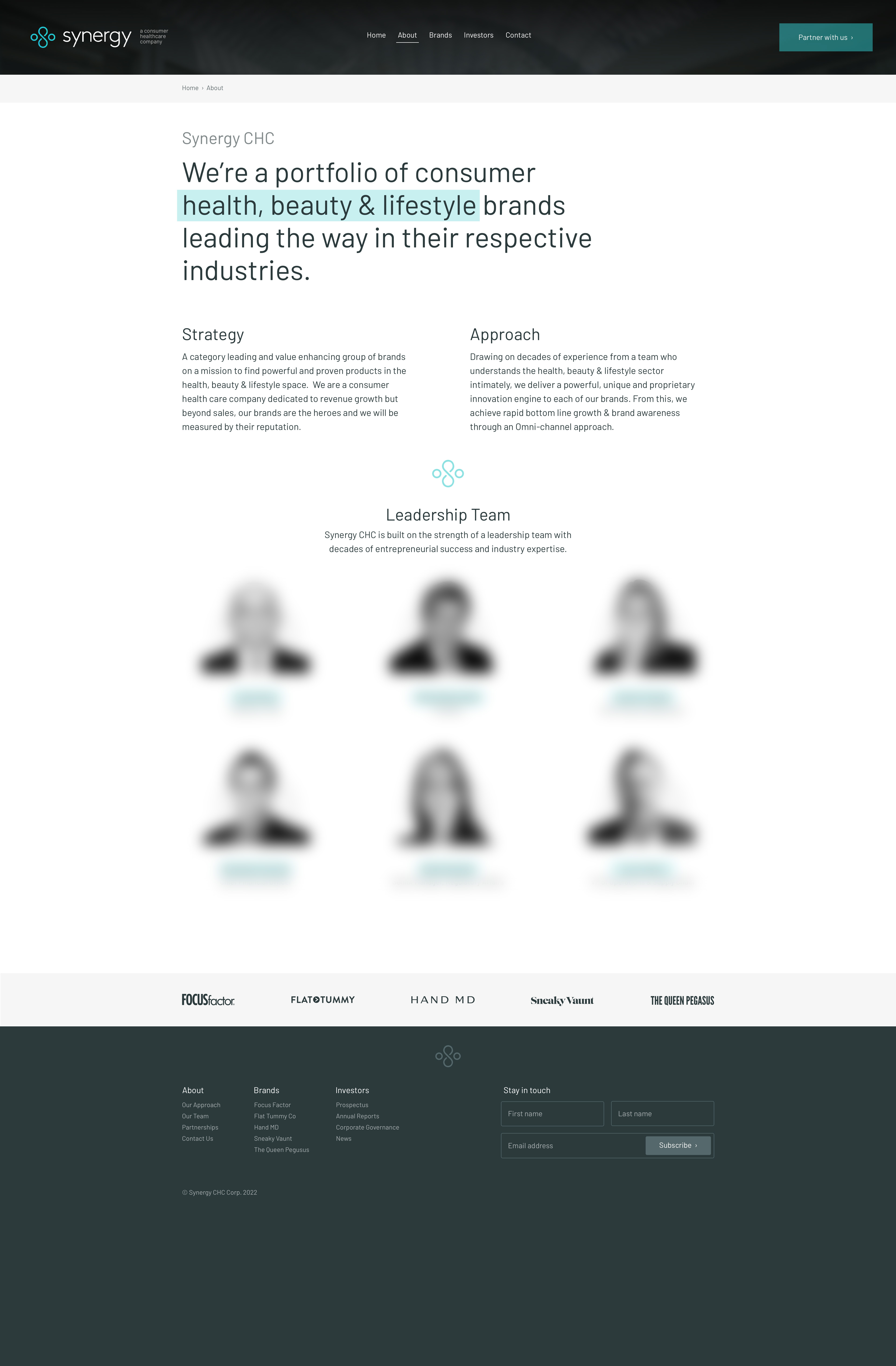 Synergy CHC redesign concept, about page on desktop