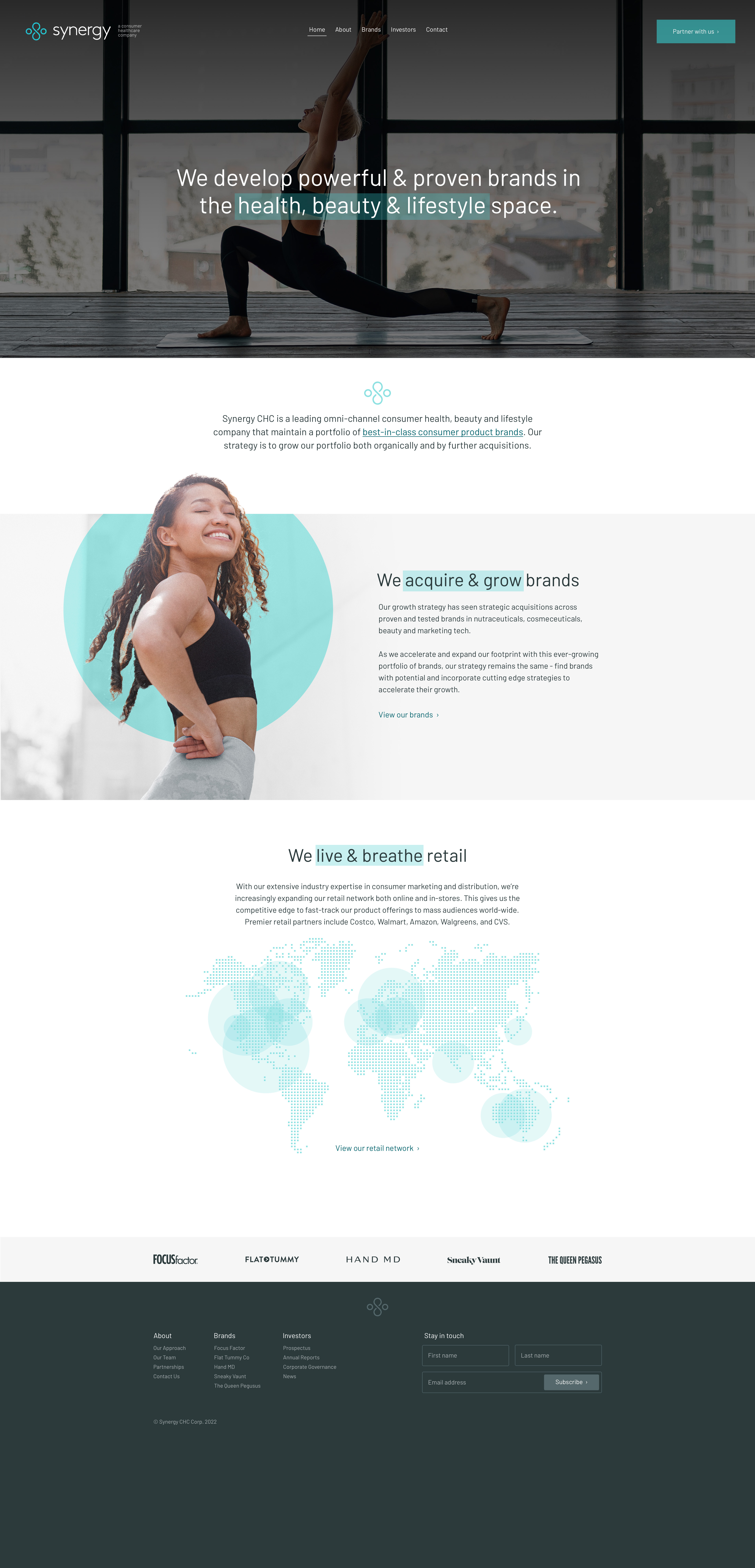 Synergy CHC redesign concept, home page on desktop