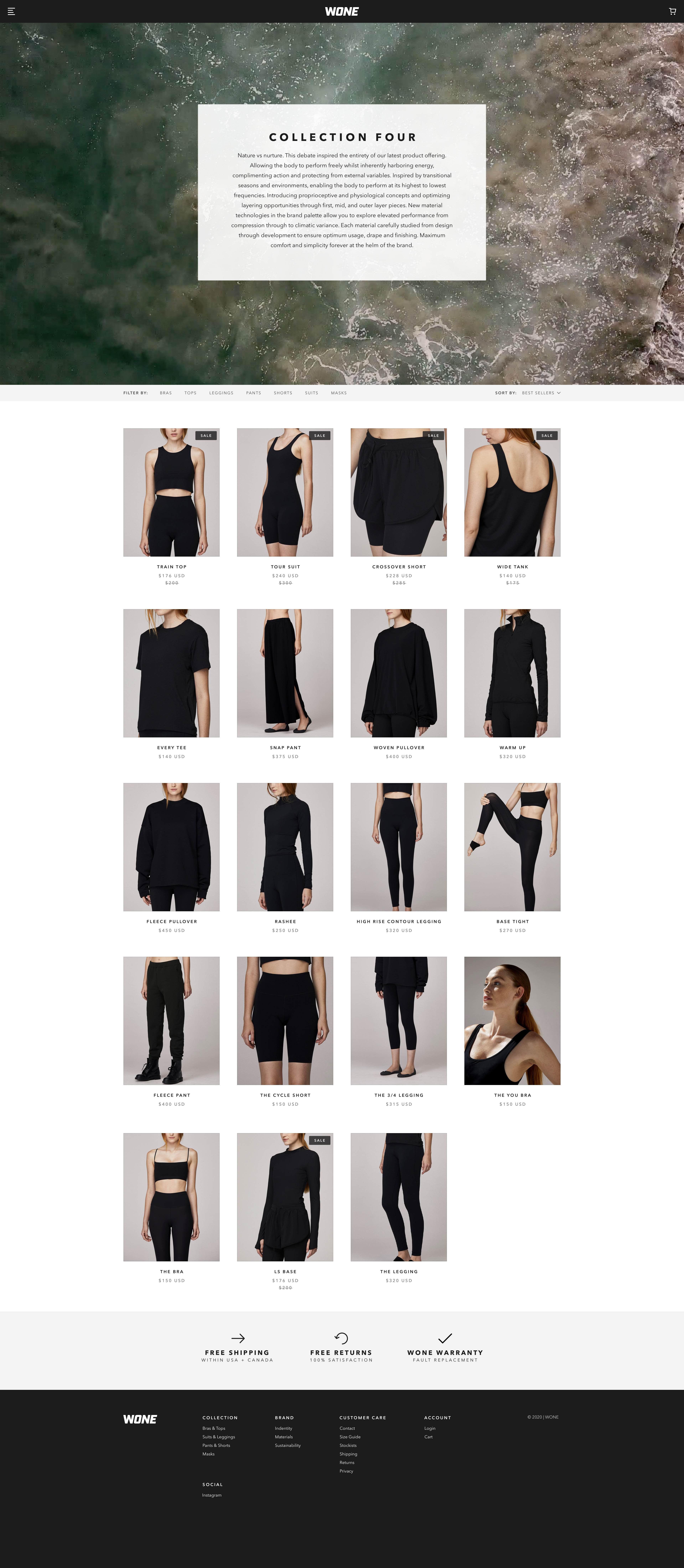 WONE concept collection page on desktop